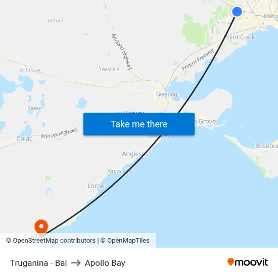 Truganina - Bal to Apollo Bay map