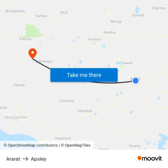 Ararat to Apsley map