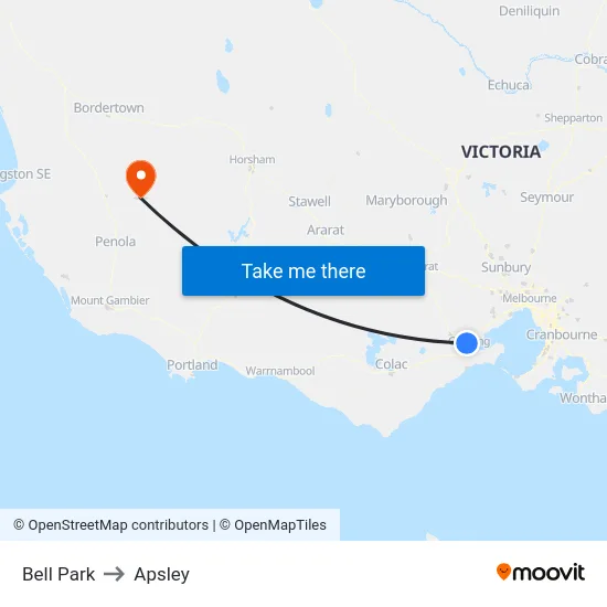 Bell Park to Apsley map