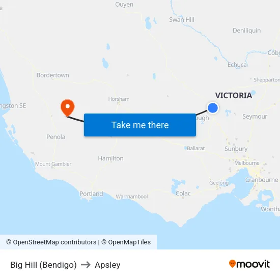 Big Hill (Bendigo) to Apsley map