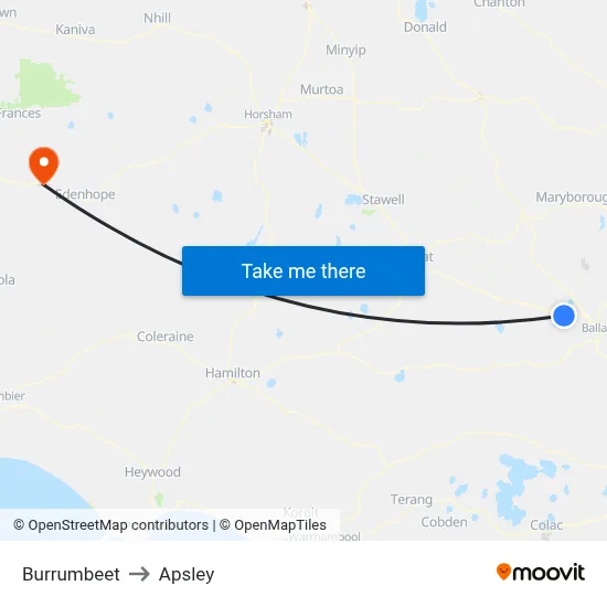 Burrumbeet to Apsley map