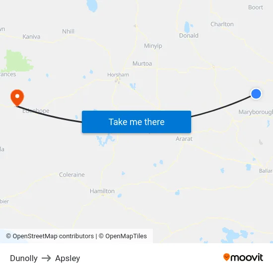 Dunolly to Apsley map