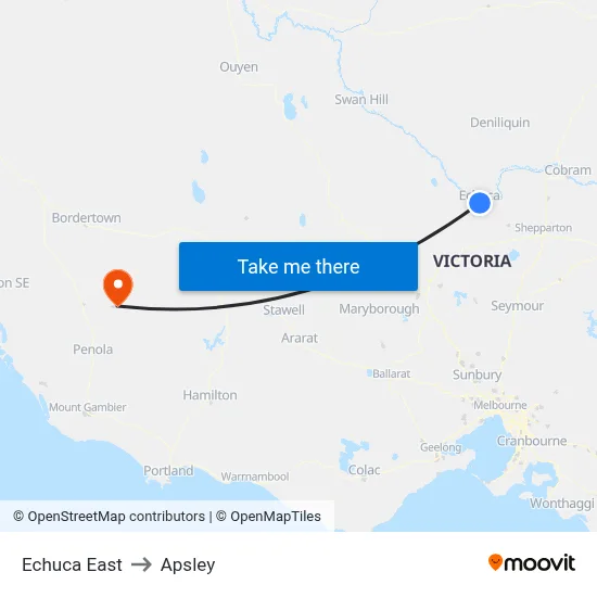 Echuca East to Apsley map