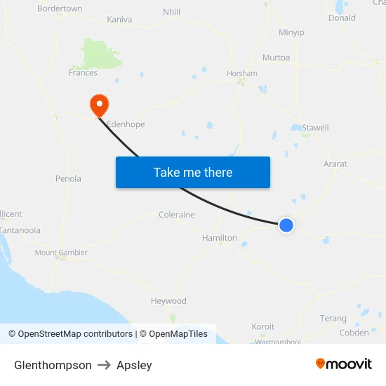 Glenthompson to Apsley map