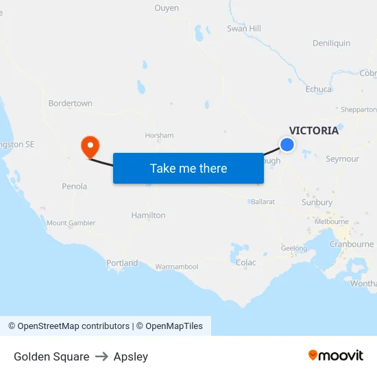 Golden Square to Apsley map
