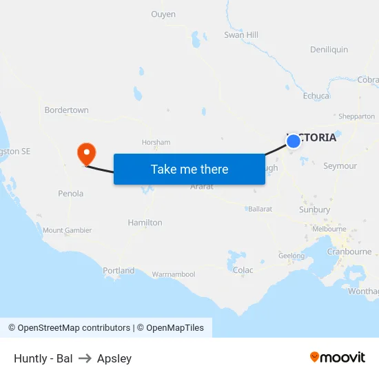 Huntly - Bal to Apsley map
