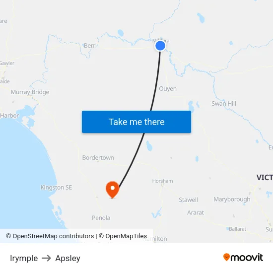 Irymple to Apsley map