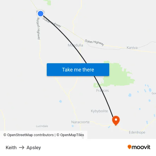 Keith to Apsley map