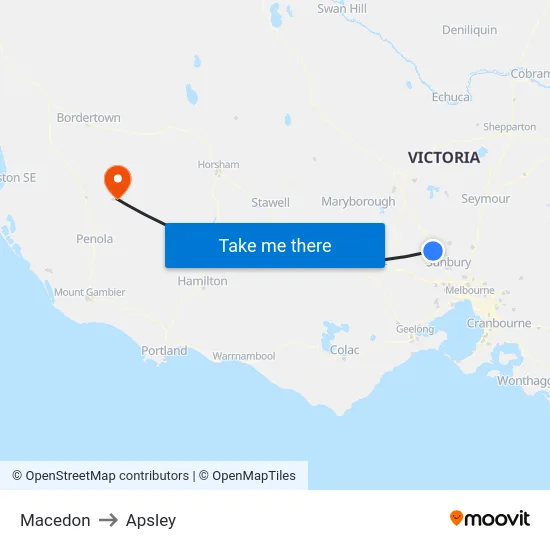 Macedon to Apsley map