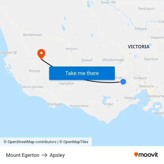 Mount Egerton to Apsley map