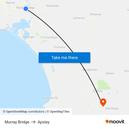 Murray Bridge to Apsley map