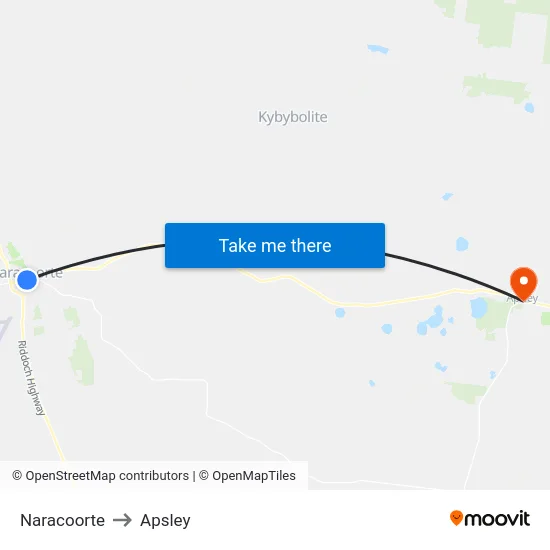 Naracoorte to Apsley map