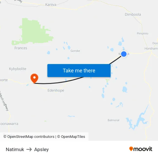 Natimuk to Apsley map