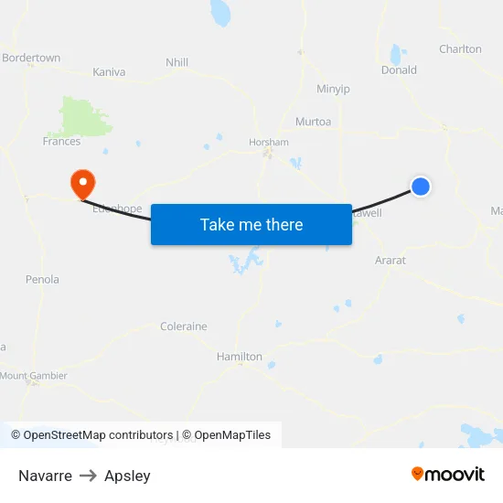 Navarre to Apsley map