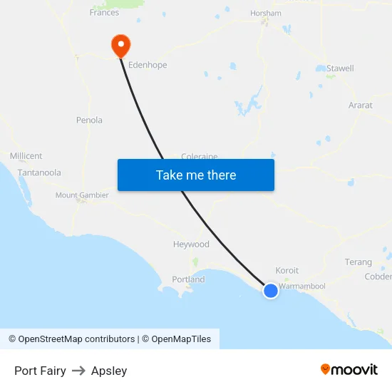 Port Fairy to Apsley map
