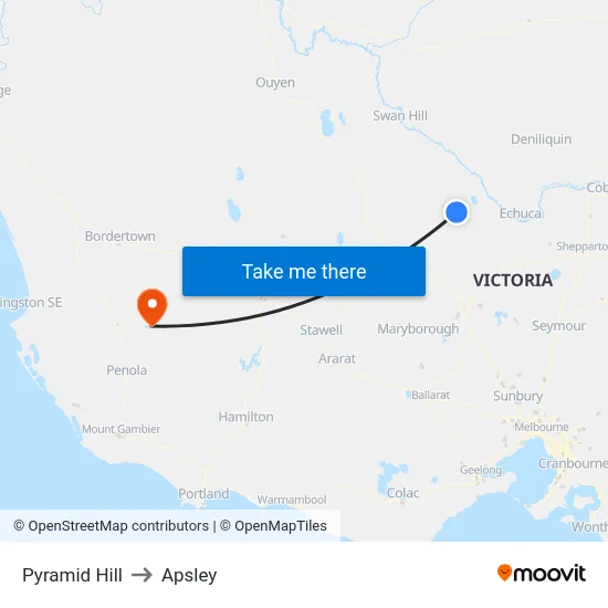 Pyramid Hill to Apsley map