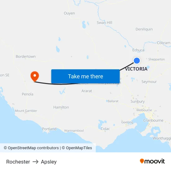 Rochester to Apsley map