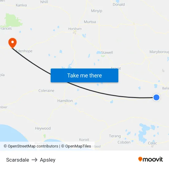 Scarsdale to Apsley map