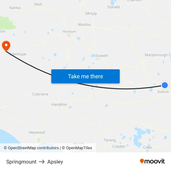 Springmount to Apsley map