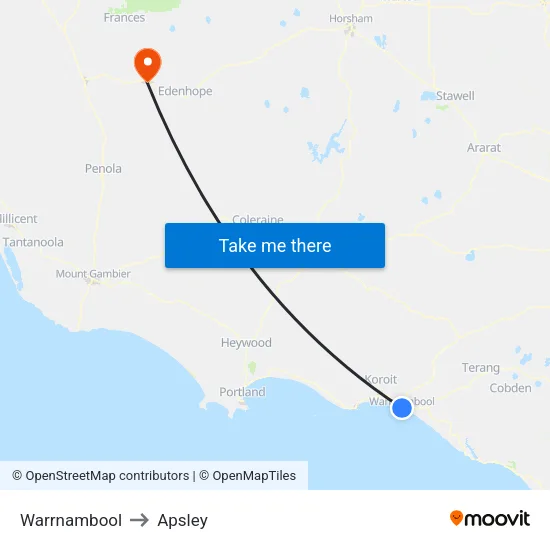 Warrnambool to Apsley map