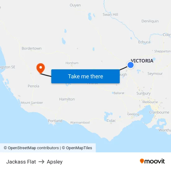 Jackass Flat to Apsley map