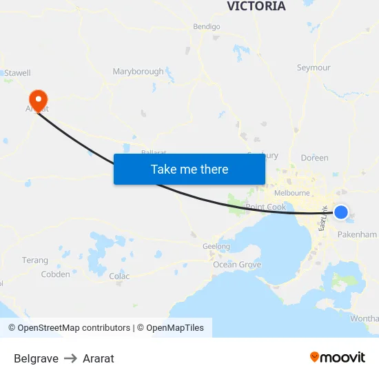 Belgrave to Ararat map