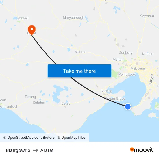 Blairgowrie to Ararat map