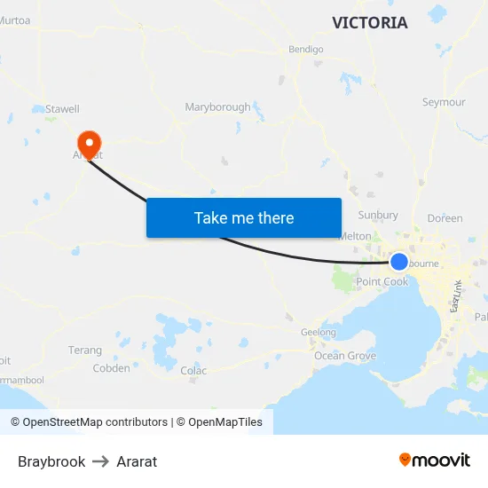 Braybrook to Ararat map