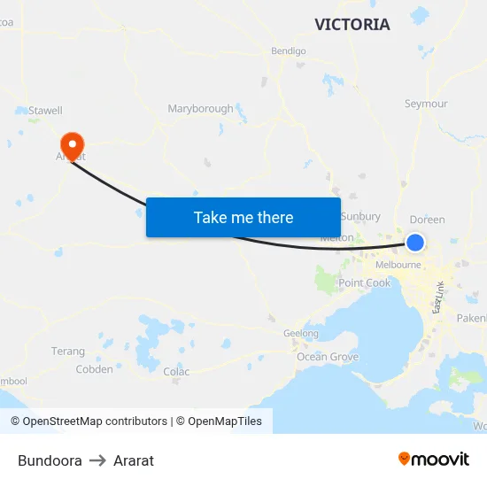 Bundoora to Ararat map