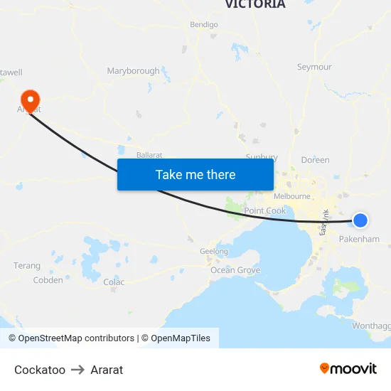 Cockatoo to Ararat map