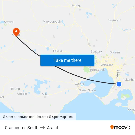 Cranbourne South to Ararat map