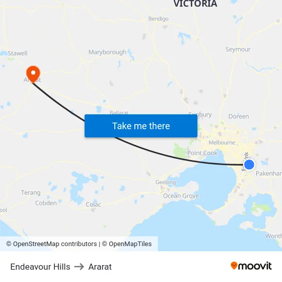 Endeavour Hills to Ararat map