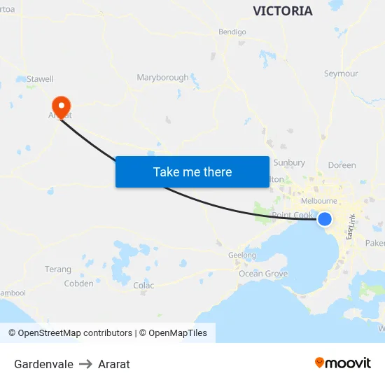 Gardenvale to Ararat map