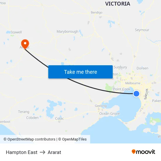 Hampton East to Ararat map