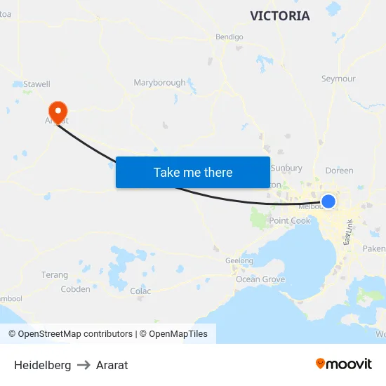 Heidelberg to Ararat map