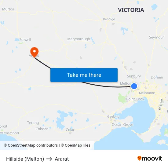 Hillside (Melton) to Ararat map