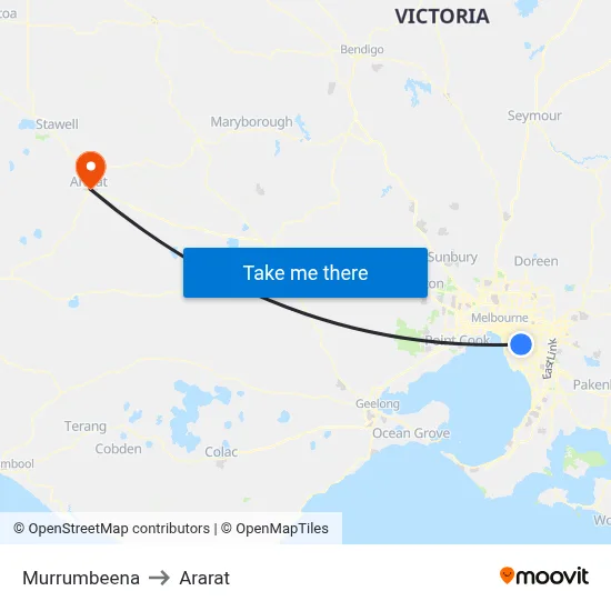 Murrumbeena to Ararat map