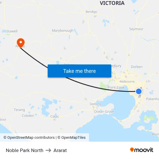 Noble Park North to Ararat map