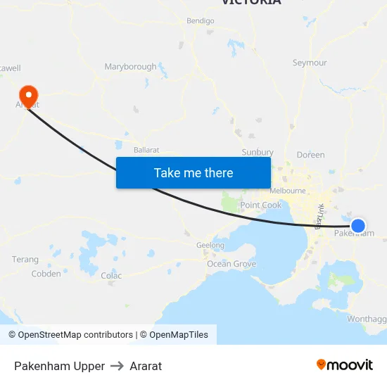 Pakenham Upper to Ararat map
