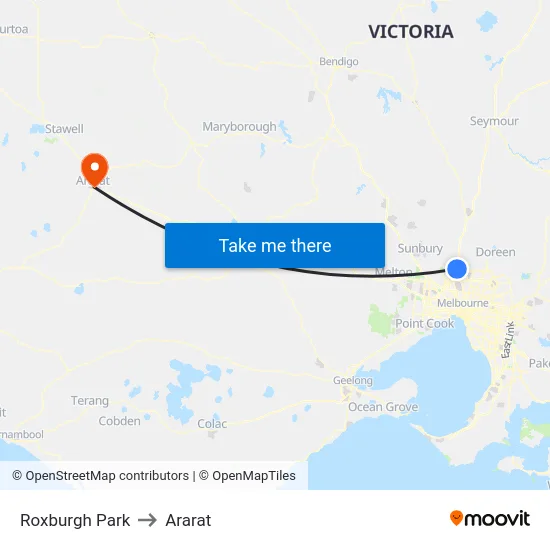 Roxburgh Park to Ararat map
