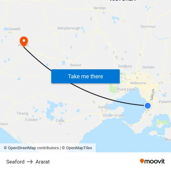 Seaford to Ararat map