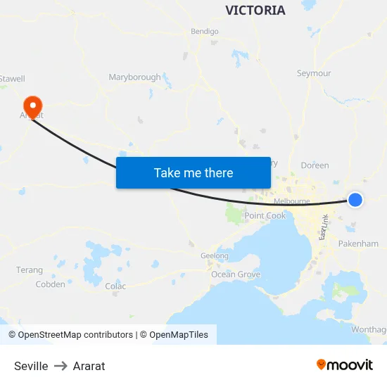 Seville to Ararat map