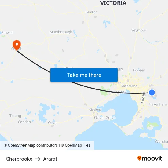 Sherbrooke to Ararat map