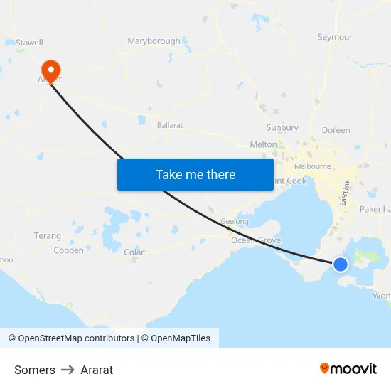 Somers to Ararat map