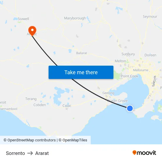 Sorrento to Ararat map