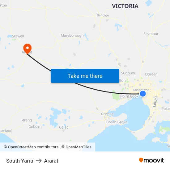 South Yarra to Ararat map