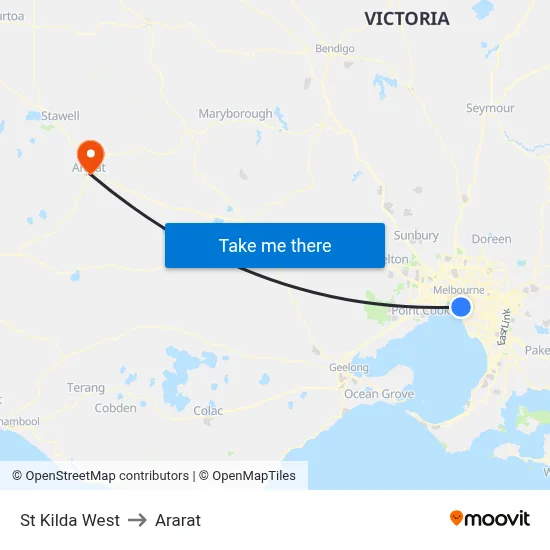St Kilda West to Ararat map