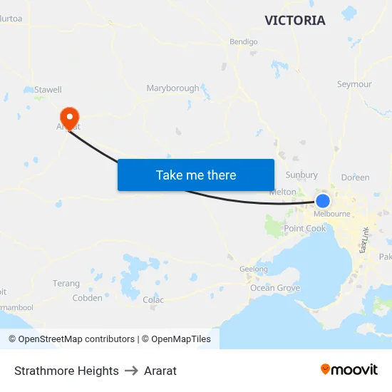 Strathmore Heights to Ararat map