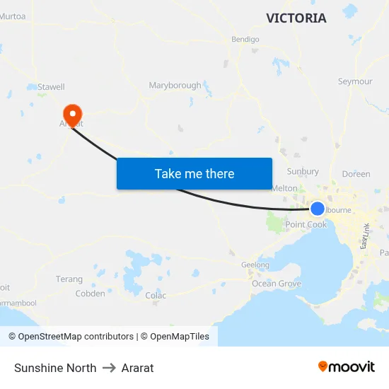 Sunshine North to Ararat map