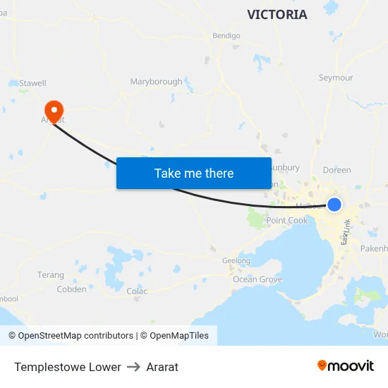 Templestowe Lower to Ararat map
